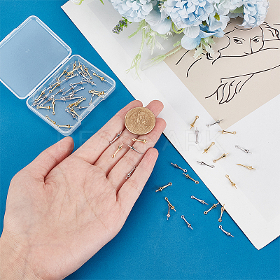 60Pcs 2 Colors Brass Peg Bails KK-PH0006-06-1