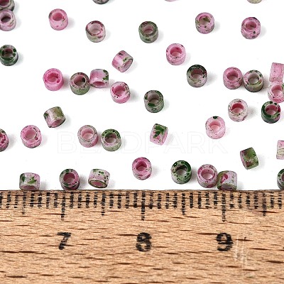 Opaque Picasso Cylinder Glass Beads SEED-Q039-06A-08-1