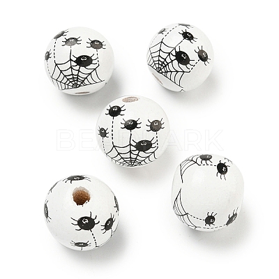 Printed Wood European Beads WOOD-G022-08B-11-1