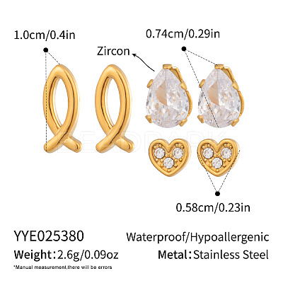 3 Pairs 304 Stainless Steel Earring Sets VB5348-4-1