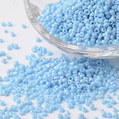 12/0 Ceylon Pearl Luster Plated Round Glass Seed Beads SEED-K003-2mm-M08-02-1