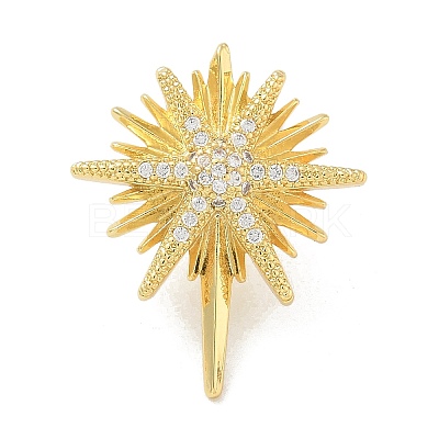 Brass Micro Pave Clear Cubic Zirconia Stud Earrings KK-B124-13G-1