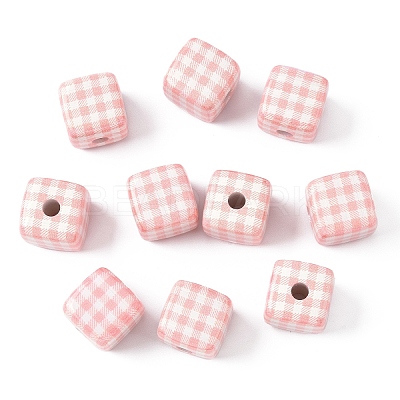 10Pcs Printed Opaque Acrylic Beads MACR-YW0004-19B-1