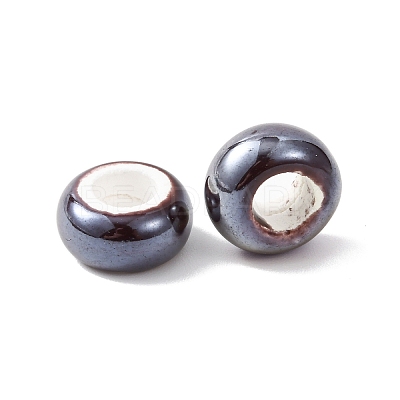 Electroplate Handmade Porcelain European Beads PORC-K010-07-1