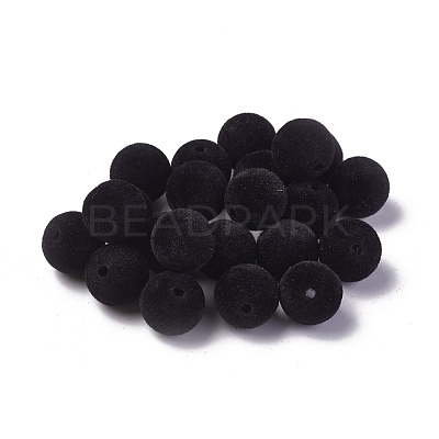 Flocky Acrylic Beads OACR-L011-D-07-1