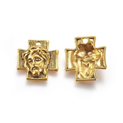 Tibetan Style Alloy Cross with Jesus Alloy Pendants for Easter Jewelry X-GLF10674Y-NF-1