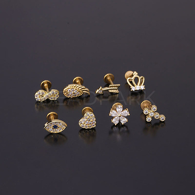Brass Micro Pave Clear Cubic Zirconia Cartilage Earrings WGF4DCF-16-1