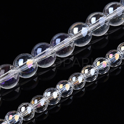 Electroplate Transparent Glass Beads Strands GLAA-T032-T6mm-AB13-1