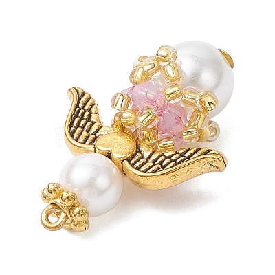 Pearlized Glass Pearl & Glass Pendants PALLOY-MZ00978-01-1