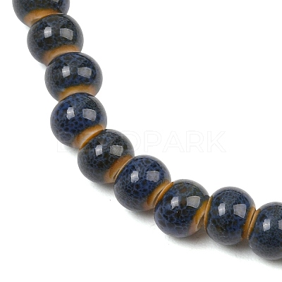 Handmade Fancy Antique Glazed Porcelain Ceramic Round Beads Strands PORC-L019-6mm-07A-1