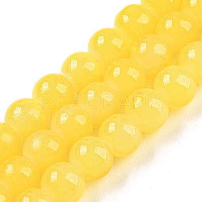 Baking Paint Imitation Jade Glass Round Bead Strands DGLA-Q021-6mm-24-1