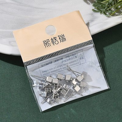 SHEGRACE Brass Cube Stud Earring Findings XGR0106P-121P-1