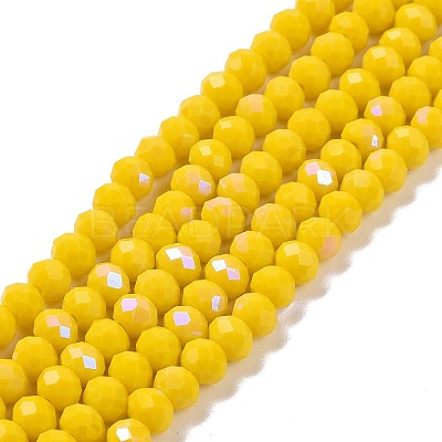 Electroplate Opaque Solid Color Glass Beads Strands X1-EGLA-A034-P6mm-L02-1