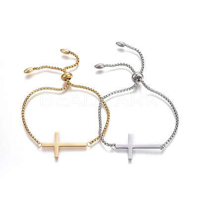 Adjustable 304 Stainless Steel Slider Bracelets BJEW-O170-08-1