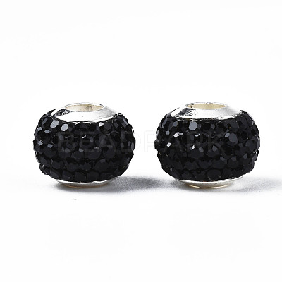Handmade Polymer Clay Rhinestone European Beads RB-N053-001-02-1