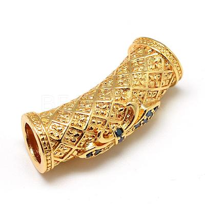 Rack Plating Brass Micro Pave Cubic Zirconia European Beads ZIRC-S052-002G-1