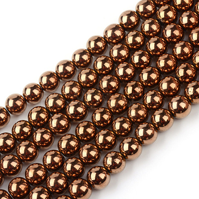 Non-magnetic Synthetic Hematite Beads Strands G-S096-8mm-4-1