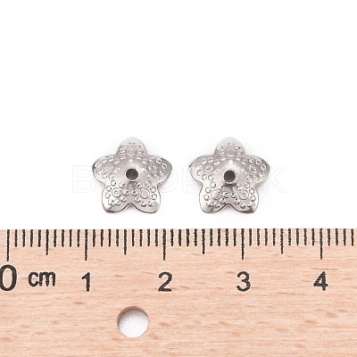 Tarnish Resistant 5-Petal 304 Stainless Steel Flower Bead Caps STAS-E083-03P-1