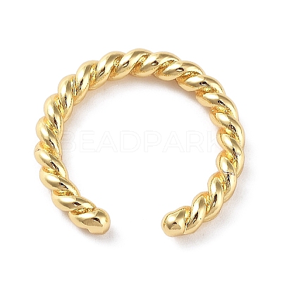 Rack Plating Brass Twist Rope Shape Open Cuff Rings for Women X-RJEW-Q777-01G-1