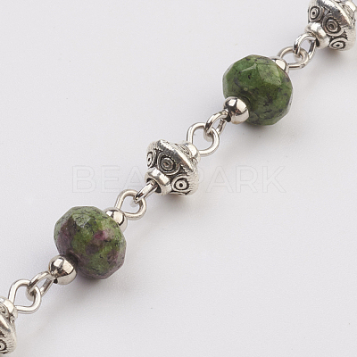 Natural Ruby in Zoisite Beads Handmade Chains AJEW-JB00405-02-1