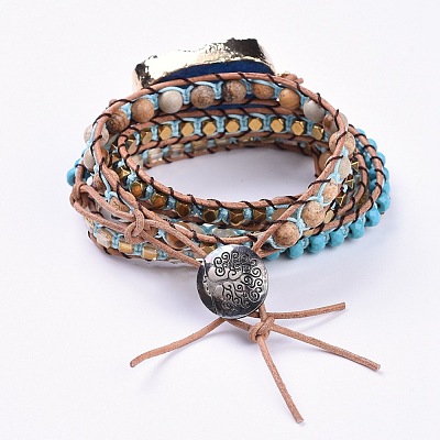 Five Loops Leather Warp Bracelets BJEW-F395-A-1