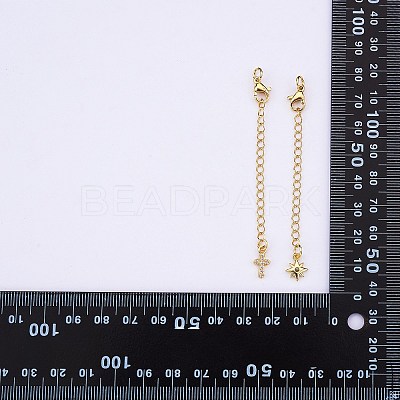 8Pcs 4 Style Brass Micro Pave Cubic Zirconia Chain Extender KK-SZ0005-61-1