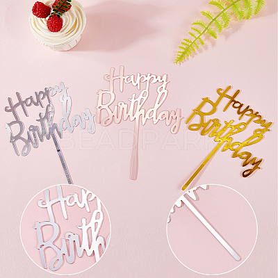 3 Sets 3 Colors Acrylic Cake Toppers Decorations DIY-SP0003-28-1