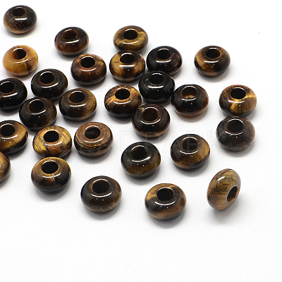 Natural Tiger Eye European Large Hole Beads X-G-Q442-01-1
