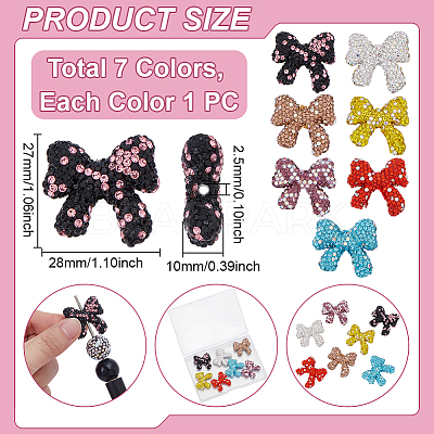 7Pcs 7 Colors Polymer Clay with Rhinestone Beads CLAY-GA0001-05-1
