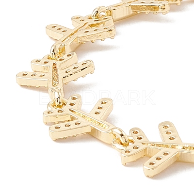 Clear Cubic Zirconia Airplane Link Chains Bracelet BJEW-I301-15G-1