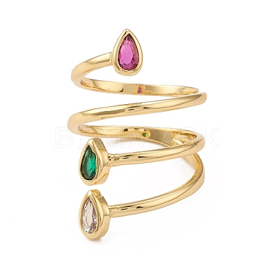 Colorful Cubic Zirconia Adjustable Rings RJEW-F135-05G-1