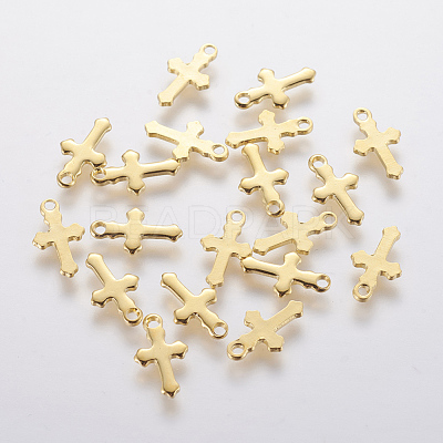 304 Stainless Steel Tiny Cross Charms X-STAS-F201-01G-1