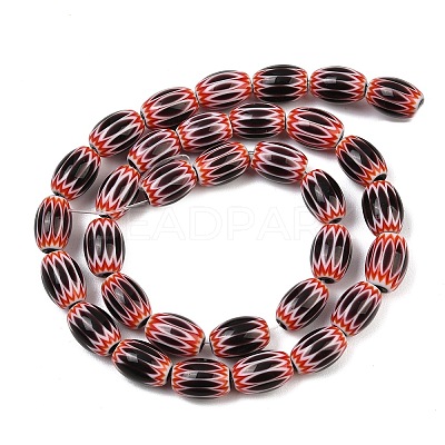 Handmade Millefiori Glass Oval Bead Strands LK-Z001-01B-B-M-1