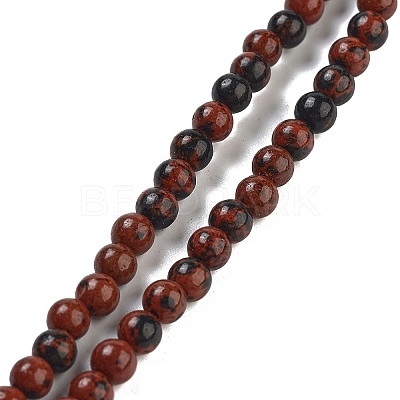 Round Natural Mahogany Obsidian Beads Strands G-N0120-20-4mm-1