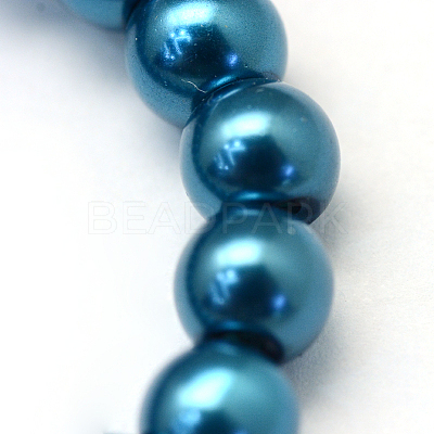 Baking Paint Pearlized Glass Pearl Round Bead Strands HY-Q330-8mm-06-1
