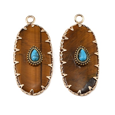 Natural Tiger Eye & Synthetic Turquoise Carved Pendants GG-CBA5963-02D-1