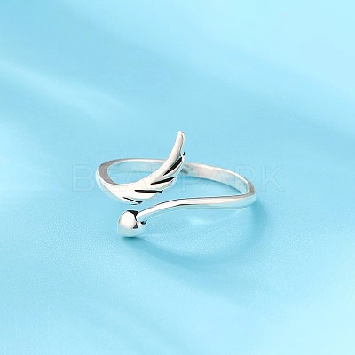 Heart & Wing Rhodium Plated 925 Sterling Silver Cuff Rings FS-WGFEBDA-01-1