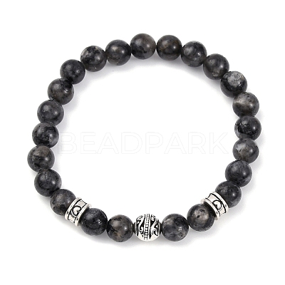 Natural Labradorite Round Beaded Stretch Bracelets for Women BJEW-JB12569-02-1