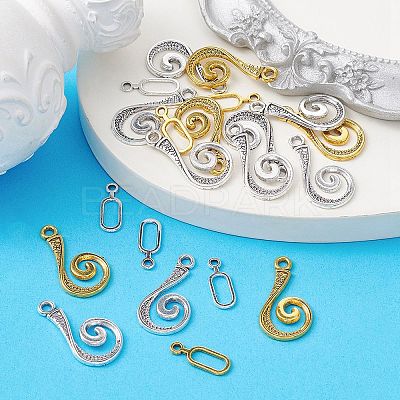 20Pcs 2 Colors Tibetan Style Alloy Hook and Eye Clasps FIND-YW0003-89-1