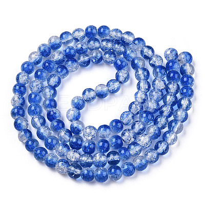 Two-Tone Crackle Baking Paint Transparent Glass Beads Strands CCG-T004-8mm-04-1