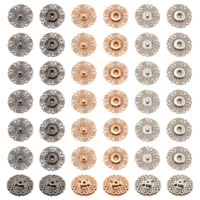 24Pcs 3 Colors Alloy & Brass Snap Buttons FIND-NB0003-69-1