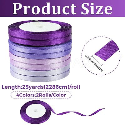 8Rolls 4 Colors Single Face Satin Ribbon OCOR-FS0001-10C-1
