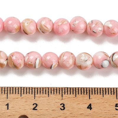 Assembled Synthetic Stone and Trochus Shell Beads Strands G-B128-08B-03-1
