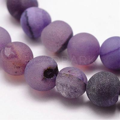Natural Druzy Geode Agate Bead Strands G-K166-09-8mm-07-1