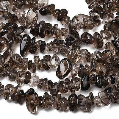 Natural Smoky Quartz Chips Beads Strands F037-1