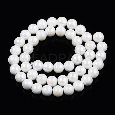 Electroplate Opaque Glass Beads Strands X-GLAA-T032-P8mm-AB02-1