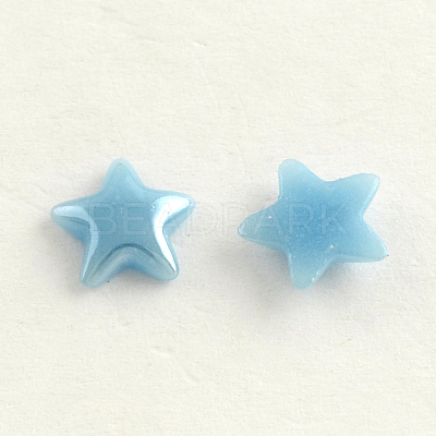 Pearlized Plated Opaque Glass Cabochons X-PORC-R139A-M-1