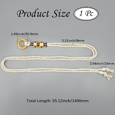 Handmade Weaving Cotton Linen Waist Chain Belts for Women Ladies Dress AJEW-WH20017-75C-1