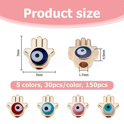 150Pcs 5 Colors Alloy Enamel Beads ENAM-HS0001-04-1