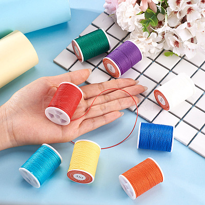 8 Rolls 8 Colors Round Waxed Polyester Cord YC-TA0001-26-1